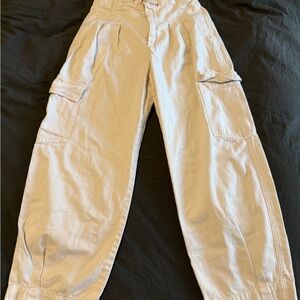 Zara Kids Cream Cargo Pants - Elastic Waistband (13/14)